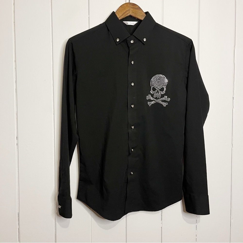 un:CoiL Black Skull Button Down Shirt. Size 50.